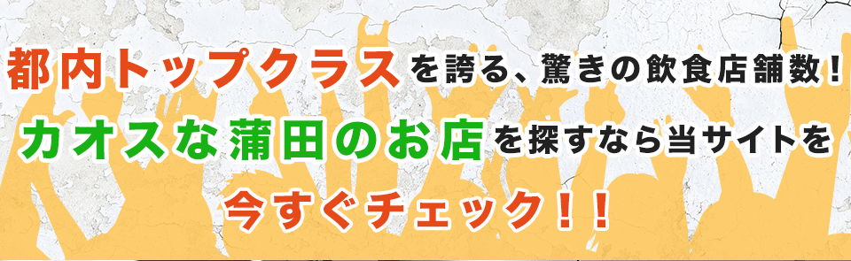 都内トップクラスを誇る、驚きの飲食店舗数！カオスな蒲田のお店を探すなら当サイトを今すぐチェック！！